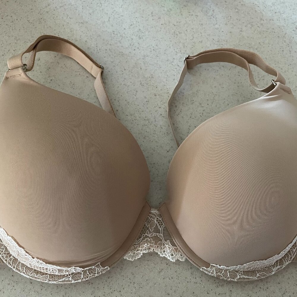 SOMA 0118 FULL-COVERAGE U/W BRA BEIGE WITH CREAM LACE SIZE 38C